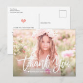 Postale Script photo fille moderne Carte de remerciements  (Devant / Derrière)