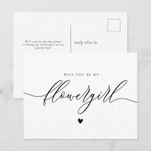 Postale script simple tu seras ma carte de fille de fleurs (Devant / Derrière)