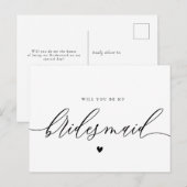 Postale script simple voulez-vous être ma carte de demoise (Devant / Derrière)