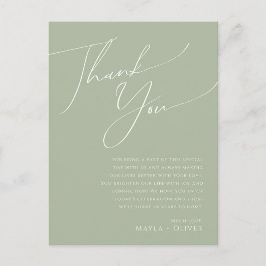 Postale Script Whimsical | Carte de remerciements de table (Devant)