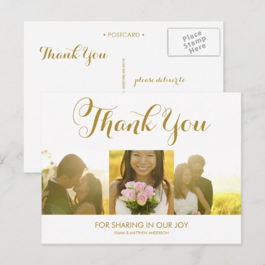 POSTALE SCRIPT WHIMSIQUE | CARTE POSTCARD MERCI MARIAGE (Devant / Derrière)