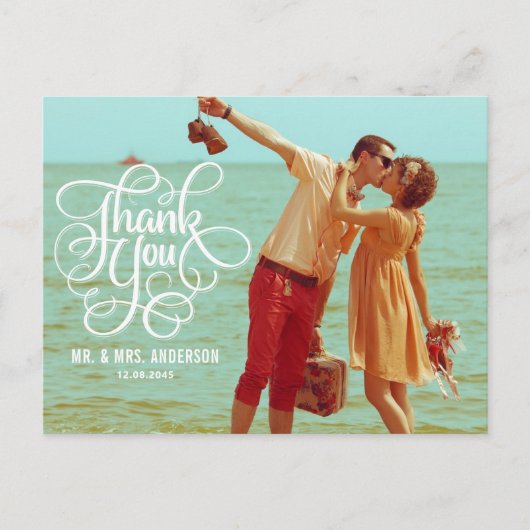 POSTALE SCRIPT WHIMSIQUE | CARTE POSTCARD MERCI MARIAGE (Devant)