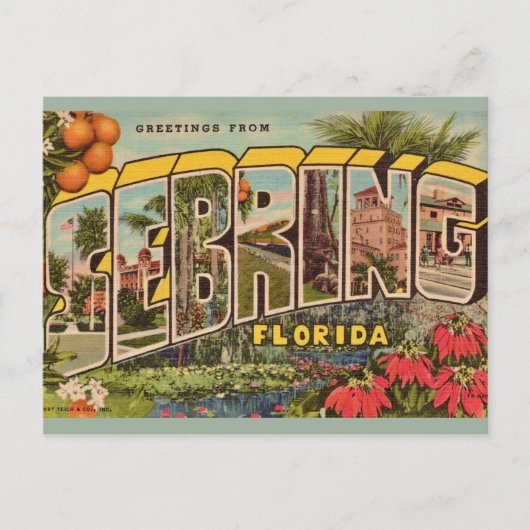 Postale Sebring florida Carte de vœux vintage (Devant)
