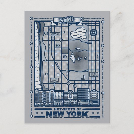 Postale Seinfeld | Carte des points chauds de New York (Devant)