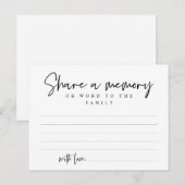 Postale Service funéraire, Partager une mémoire, Carte de (Devant / Derrière)