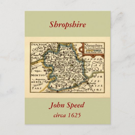 Postale Shropshire Comté Angleterre Ancienne carte Antiqua (Devant)