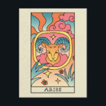 Postale Signe du zodiaque Bélier Art abstrait Carte postal<br><div class="desc">Une illustration abstraite du signe zodiacal Bélier.</div>