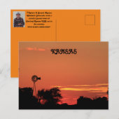 Postale Silhouette de moulin à vent Kansas avec carte post (Devant / Derrière)