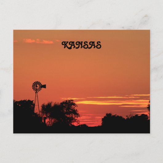 Postale Silhouette de moulin à vent Kansas avec carte post (Devant)
