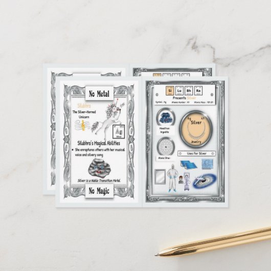 Postale Silubhra - Silver Horn Carte de jeu Unicorn (Devant/Arrière en situation)