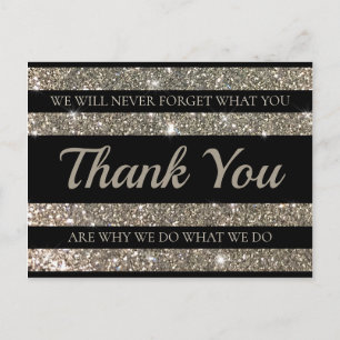 Postale Silver Shimmer Stripes Client Gratitude Carte Post