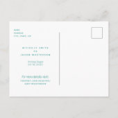 Postale Simple Carte de Faire-Part de Mariage Turquoise (Dos)