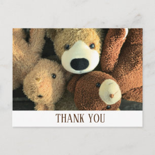 Postale Simple Carte de Remerciement Ourson Rustique Migno