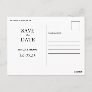 Postale simple élégant non photo enregistrer la date carte