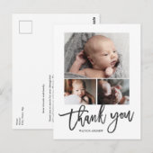 Postale Simple Moderne Carte de Remerciement Photo Bébé Co (Devant / Derrière)