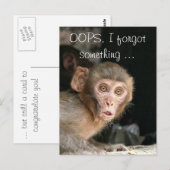 Postale Singe effrayé avec grand yeux carte texte (Devant / Derrière)