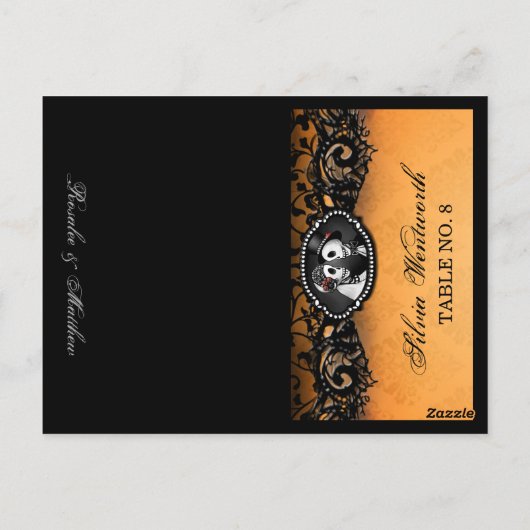 Postale Skeleton Halloween FOLDING Nom de la carte de lieu (Dos)