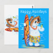 Postale Snowman Surfer Joyeuses Vacances Funny Carte Posta (Devant / Derrière)