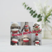 Postale Sock Monkeys Bonne carte d'anniversaire (Debout devant)