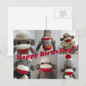 Postale Sock Monkeys Bonne carte d'anniversaire (Devant / Derrière)