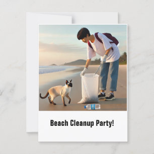 Postale Soirée de nettoyage de plage avec carte d'invitati