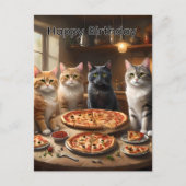 Postale Soirée Pizza Chat, Carte d'anniversaire (Devant)