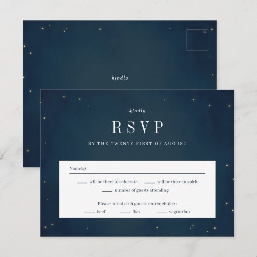 Postale Sous La Carte De Réponse RSVP De Mariage D'Étoiles (Devant / Derrière)