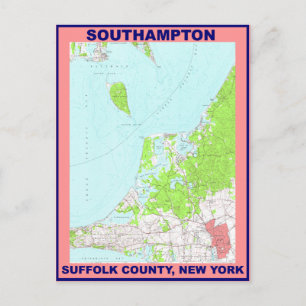 Postale Southampton Village NY Carte Vintage ca. 1956