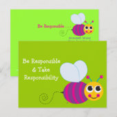 Postale Soyez responsable Carte Bee (Devant / Derrière)