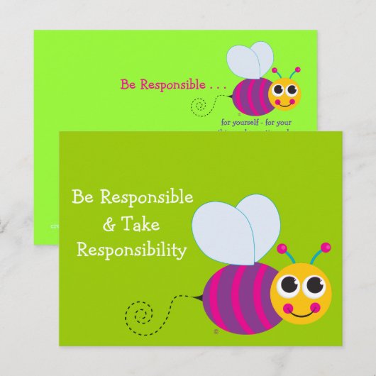 Postale Soyez responsable Carte Bee (Devant / Derrière)