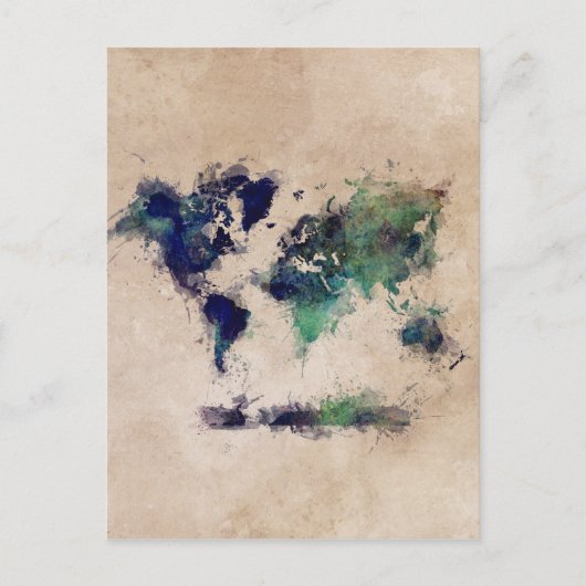 Postale splash de carte du monde (Devant)