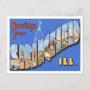 Postale Springfield, Illinois Vintage Big Letters Carte po