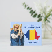 Postale St. André et carte de Roumanie sous forme de drape (Debout devant)