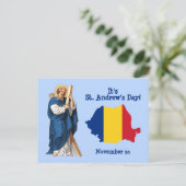 Postale St. André et carte de Roumanie sous forme de drape (Debout devant)