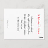 Postale St. Ephraïm, la carte de prière syrienne (Dos)