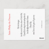 Postale St. Philip le diacre carte de prière (Dos)