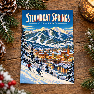 Postale Steamboat Springs Colorado Carte de Voyage Ski Vin