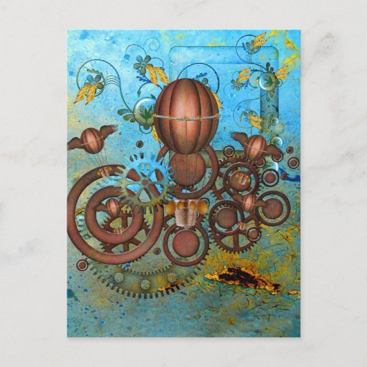 Postale Steampunk Gears Collections Aqua Copper Carte post (Devant)