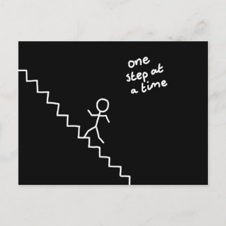 Postale Stick man sur l'escalier "une marche..." carte pos