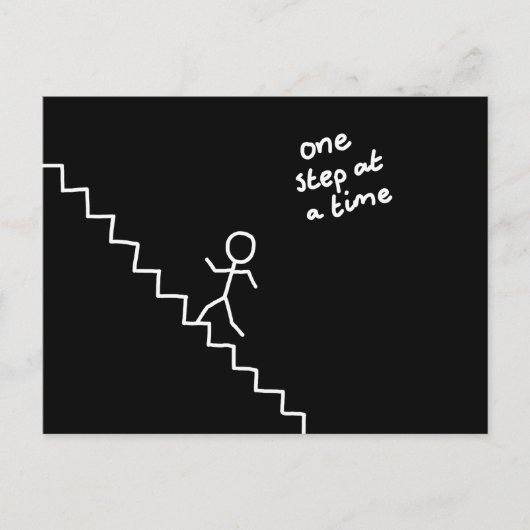 Postale Stick man sur l'escalier "une marche..." carte pos (Devant)