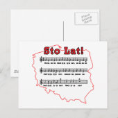 Postale Sto Lat ! Carte de la chanson polonaise (Devant / Derrière)