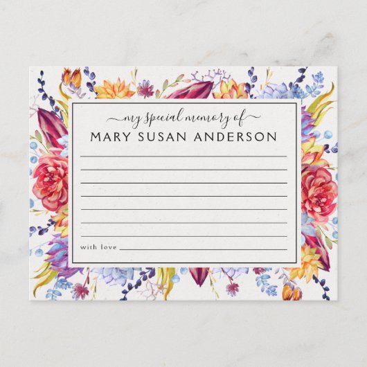 Postale Succulents Partager une carte d'assiduité funérair (Devant)