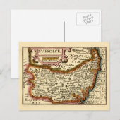 Postale Suffolk (Suffolck) Comté Angleterre Carte Antiquai (Devant / Derrière)