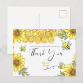 Postale Sunflower Bee Carte de remerciements (Devant / Derrière)