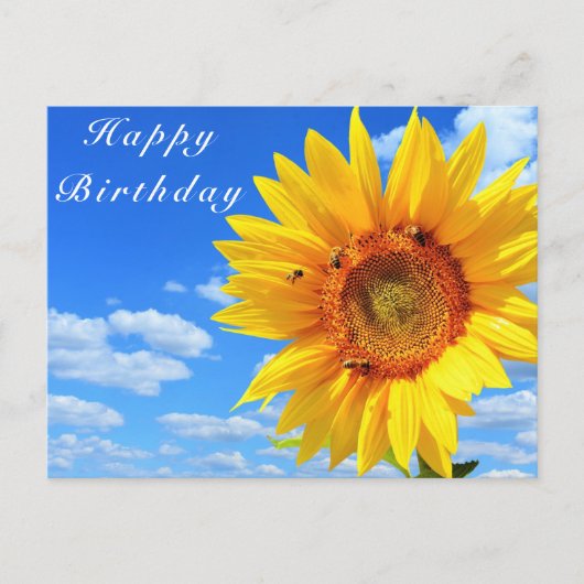 Postale Sunflower et abeilles sur le ciel bleu Carte d'ann (Devant)
