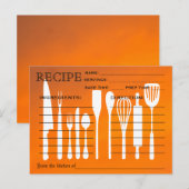 Postale Sunset Orange Retro Recette Carte Outils de cuisin (Devant / Derrière)