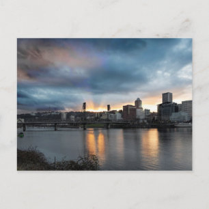 Postale Sunset Over Portland Oregon Downtown City Carte po