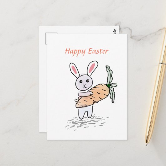 Postale Sweet Petit Lapin Joyeux Carte Mignonne de Pâques (Devant/Arrière en situation)