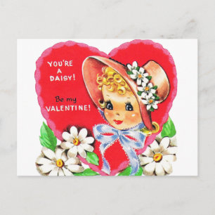 Postale Sweet Vintage 1950s Petite fille Valentine Carte p