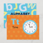 Postale T est pour Temps - Carte Flash Alphabet (Devant / Derrière)